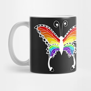 White Winged Rainbow Stained-Glass Style Butterfly Mug